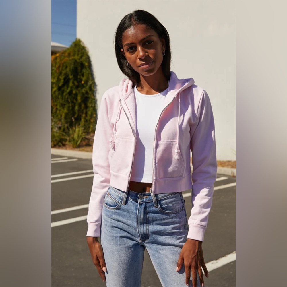 Brandy Melville John Galt Crystal Hoodie Pink, OS